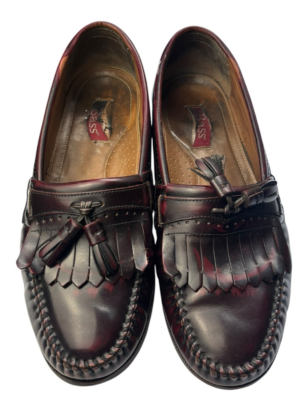 VTG G.H. Bass Weejuns Tassel Kiltie Loafers Burgundy Oxblood Leather Mens 9.5 - Picture 7 of 12